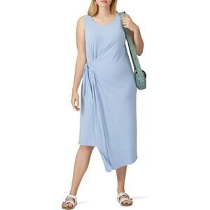 Universal Standard Sleeveless Side Tie Midi Dress Powder Stretch Blue Womens XS